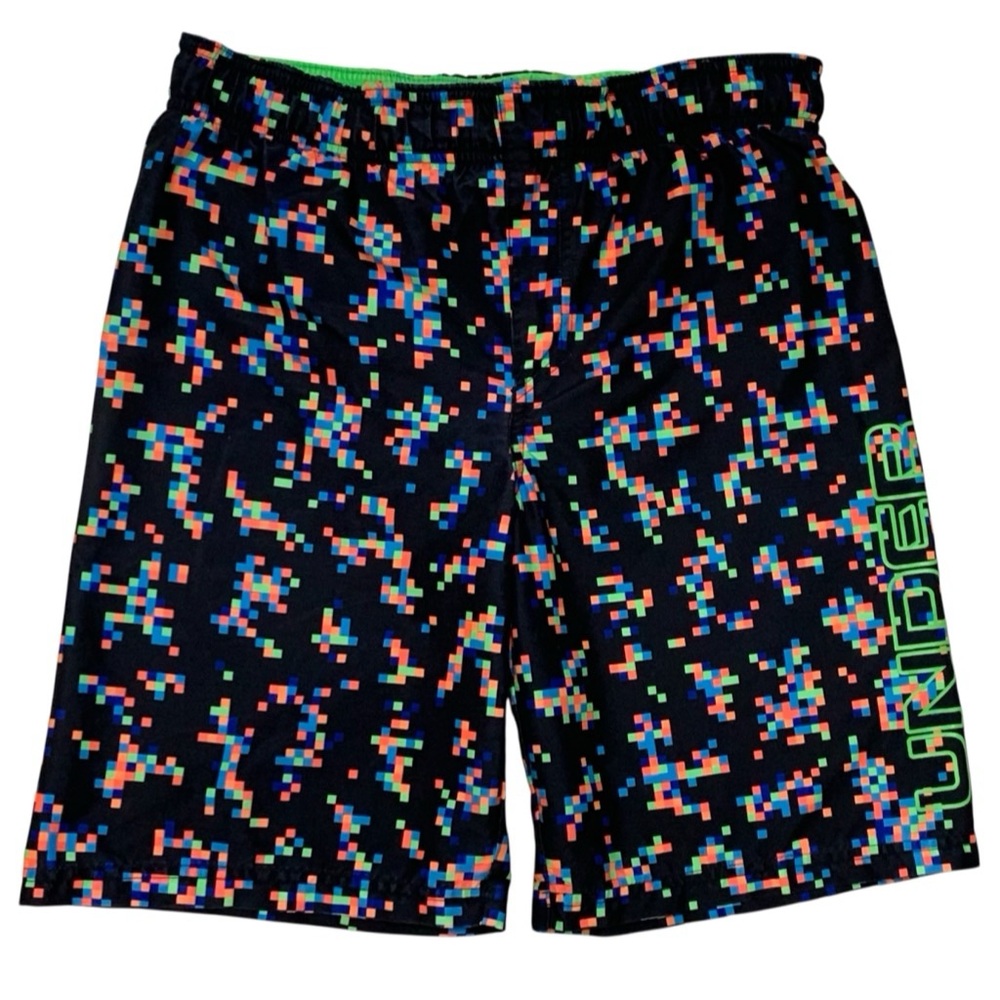Under Armour Boys Lined Swim Trunks Board Shorts Multicolor Print Youth Medium